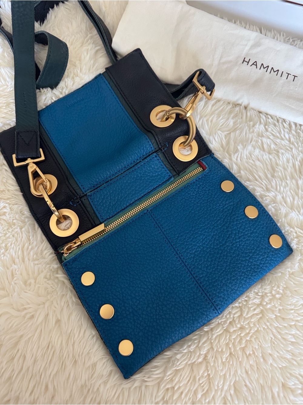 Hammitt Montana Reversible Small Crossbody Bag - Toluca Blue & Gold - Picture 4 of 9